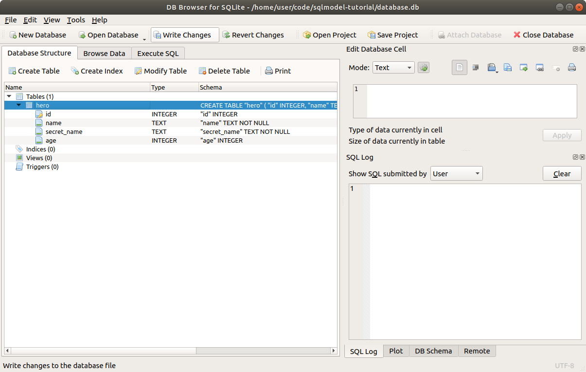 sqlite create table